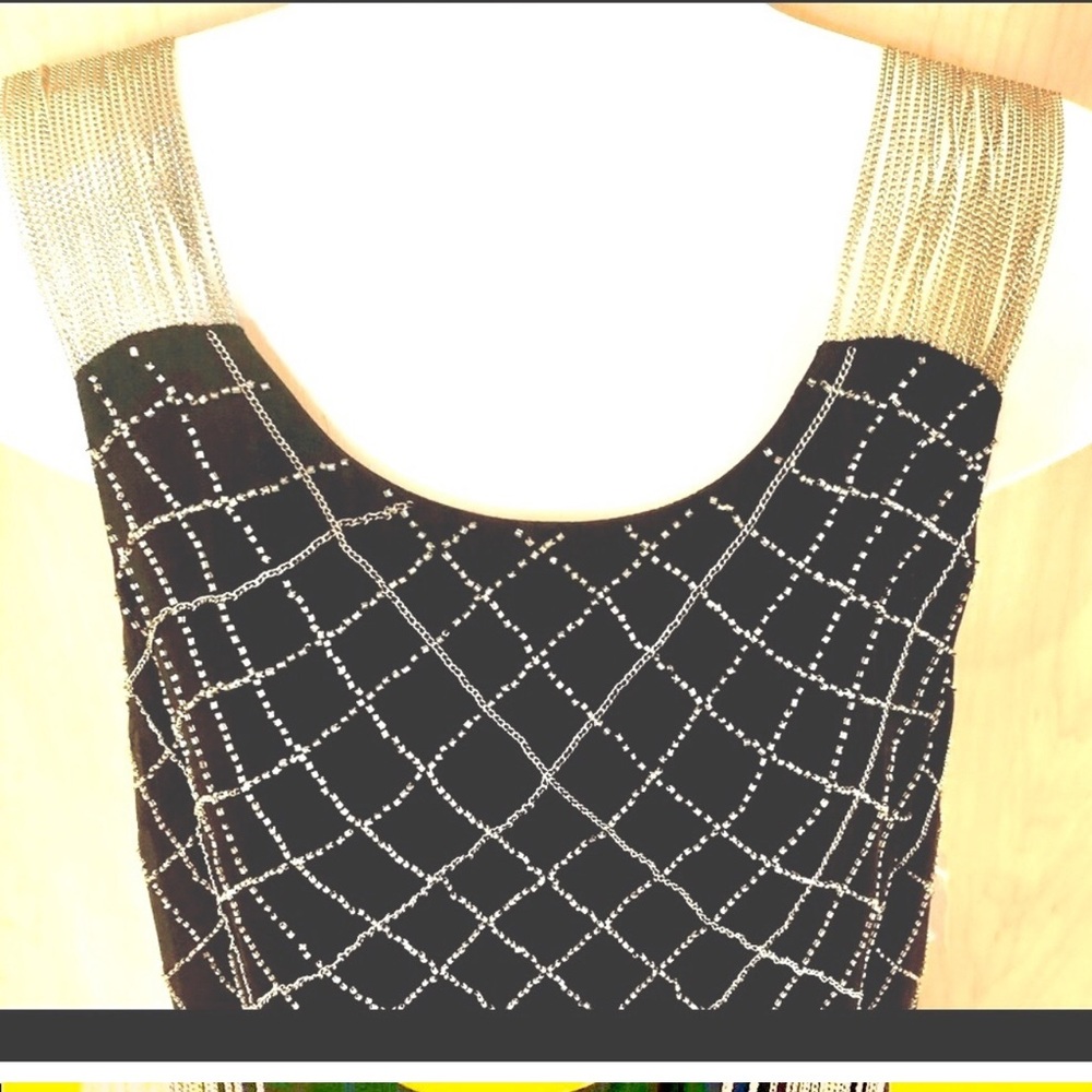 🔥🔥🔥NEW-W/Tags Alice &Olivia custom made oneofakind chainstrap mini dress beaded.